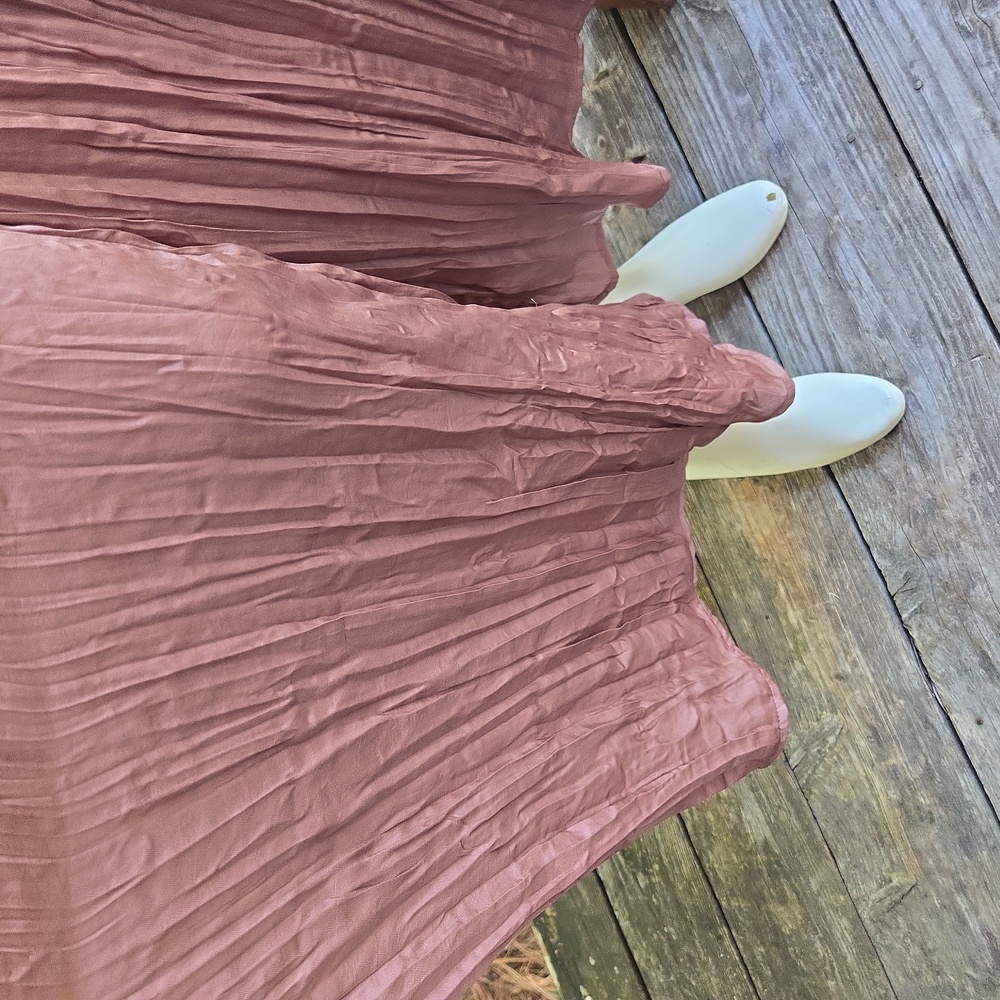 Saturday Sunday Mocha Tan Satin Plisse Pant With High Waist Size Medium - Picture 6 of 15